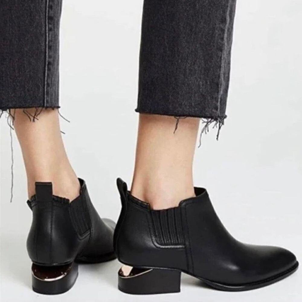Alexander Wang Black Leather Cut Out Heel Cult Women's Boots Size 38.5